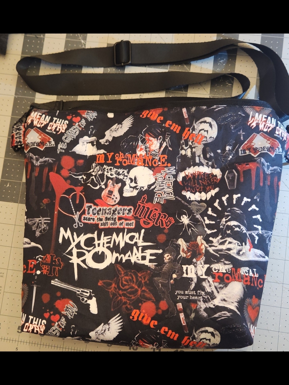 My Chemical Romance Black & Red Graphic Crossbody Bag